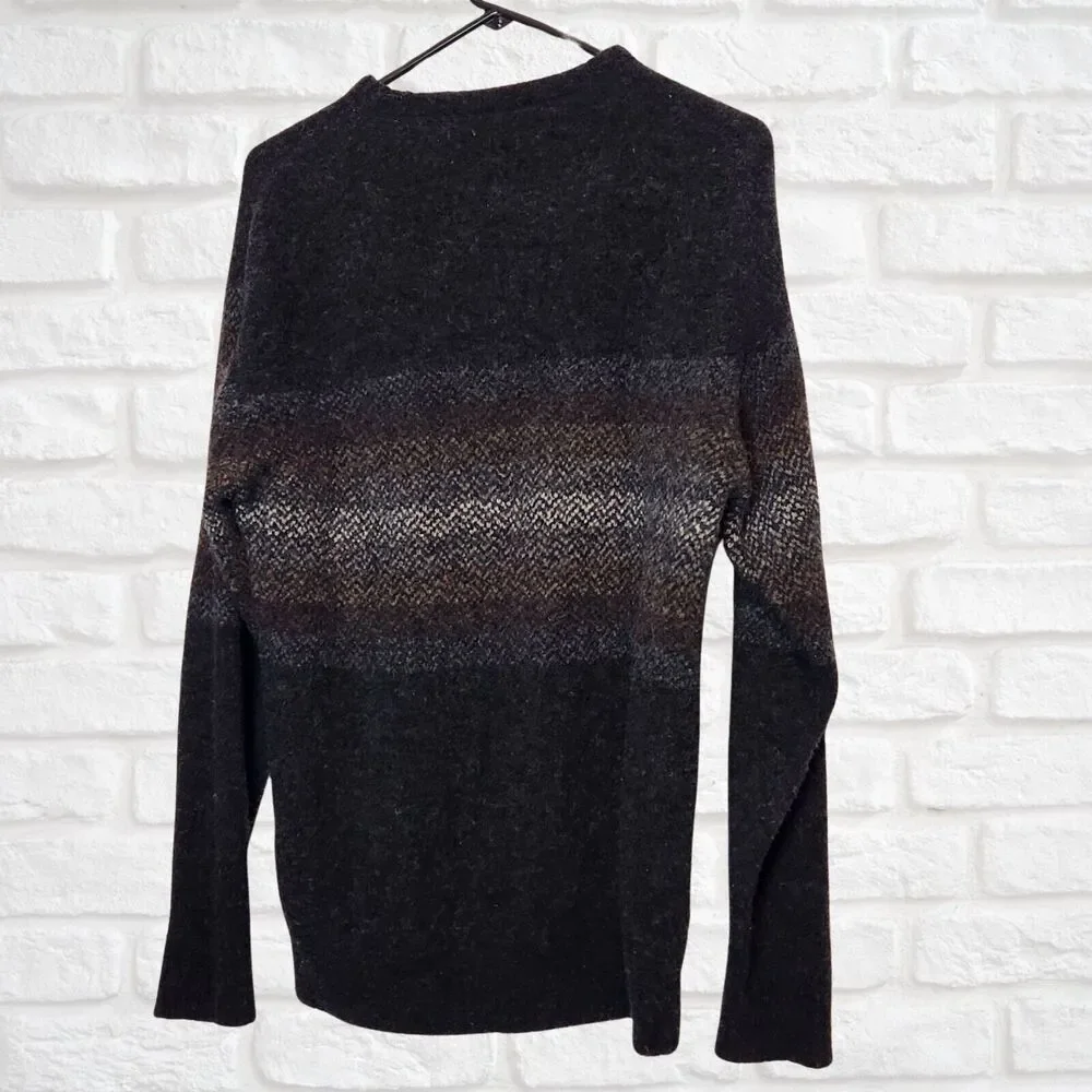 Northern Isles Mens Merino Lambswool Blend Muted Stripe Sweater Black Size L